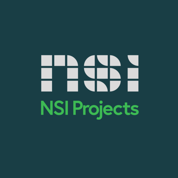 NSI Projects logo, with the initials NSI in a geometric white icon and 'NSI Projects' in green text on a dark teal background.