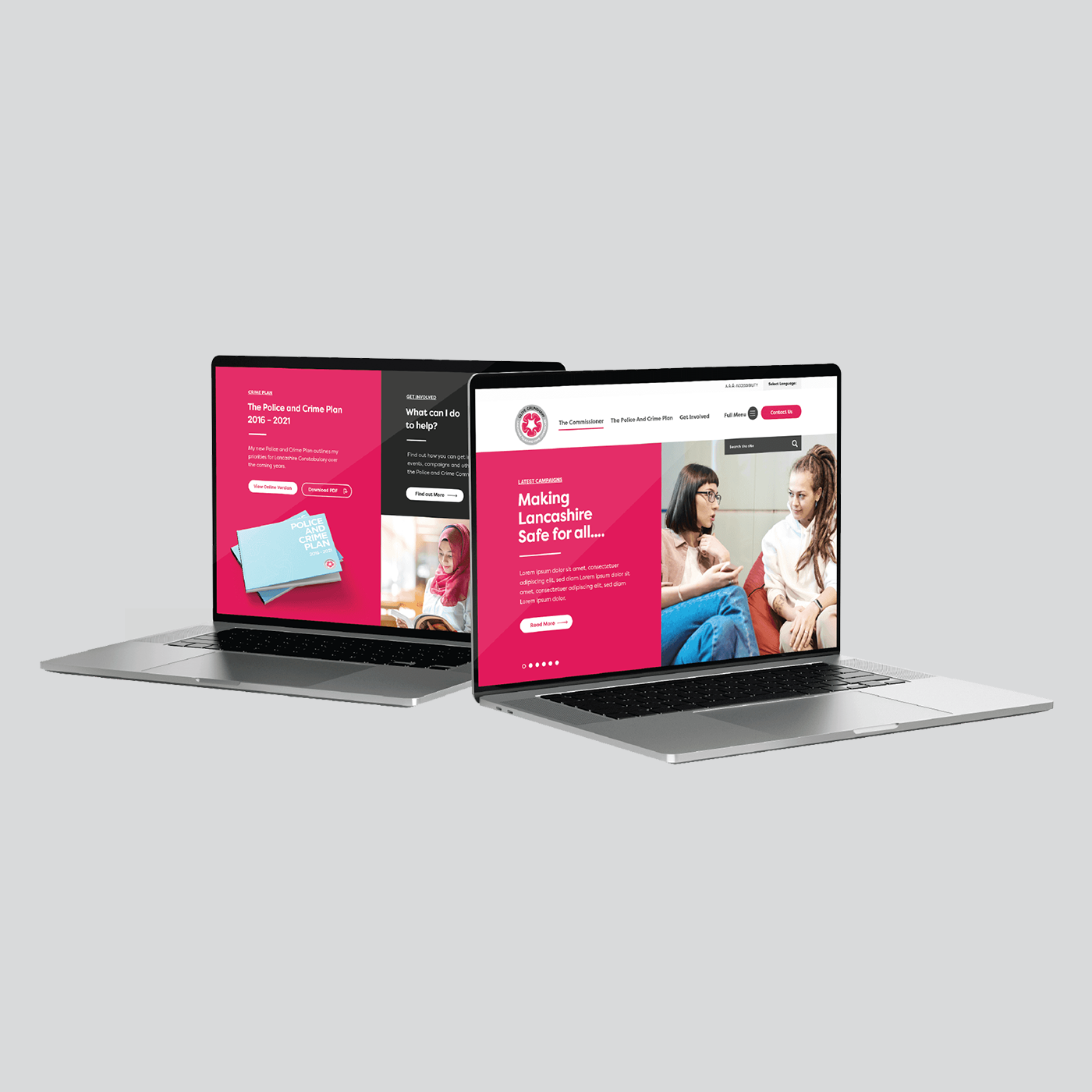 LPCC website design displayed on laptops