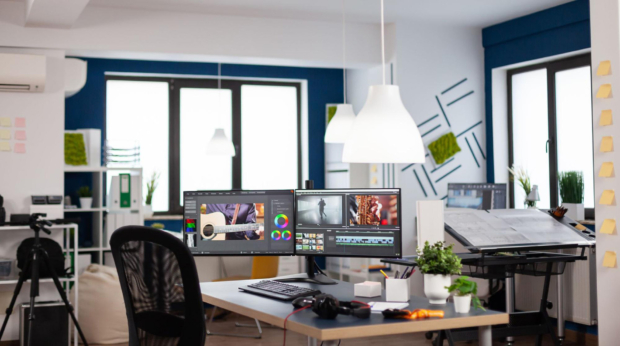 Design Agency office interior with computers and desks