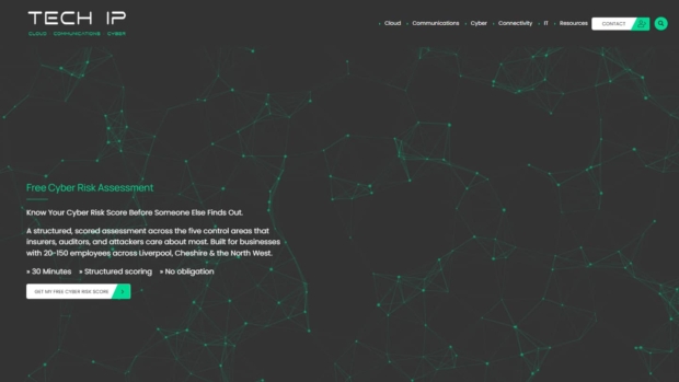Screenshot of the Tech IP website homepage, featuring a
